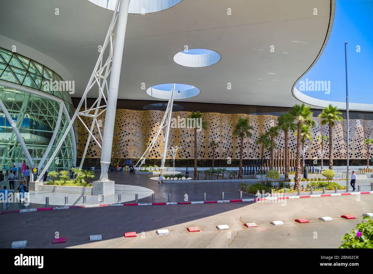 The Menara International Airport building ,with its stunning architectural design,the harmonious blend of modern and traditional architectural element Stock Photo
