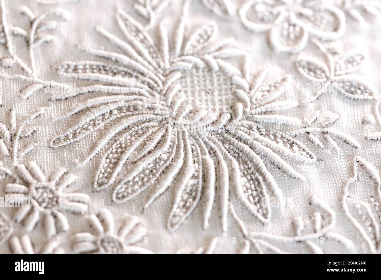 Vintage embroidered handkerchief close-up Stock Photo - Alamy