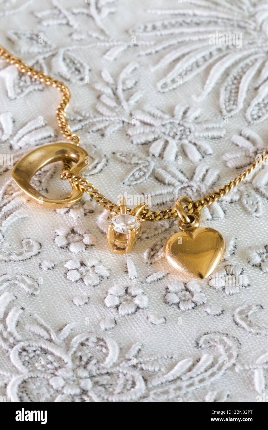 Vintage feminine gold necklace, USA Stock Photo
