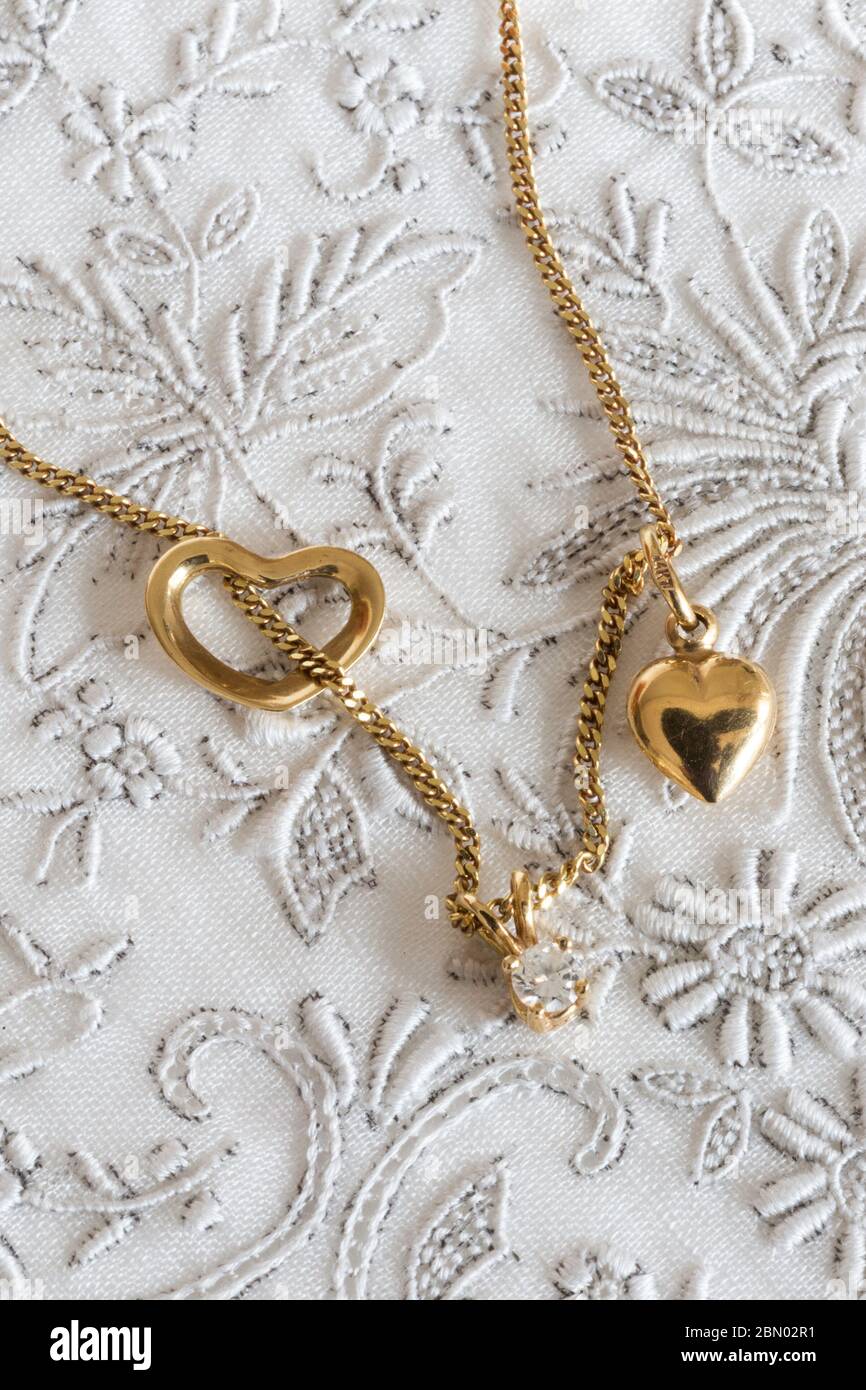 Vintage feminine gold necklace, USA Stock Photo