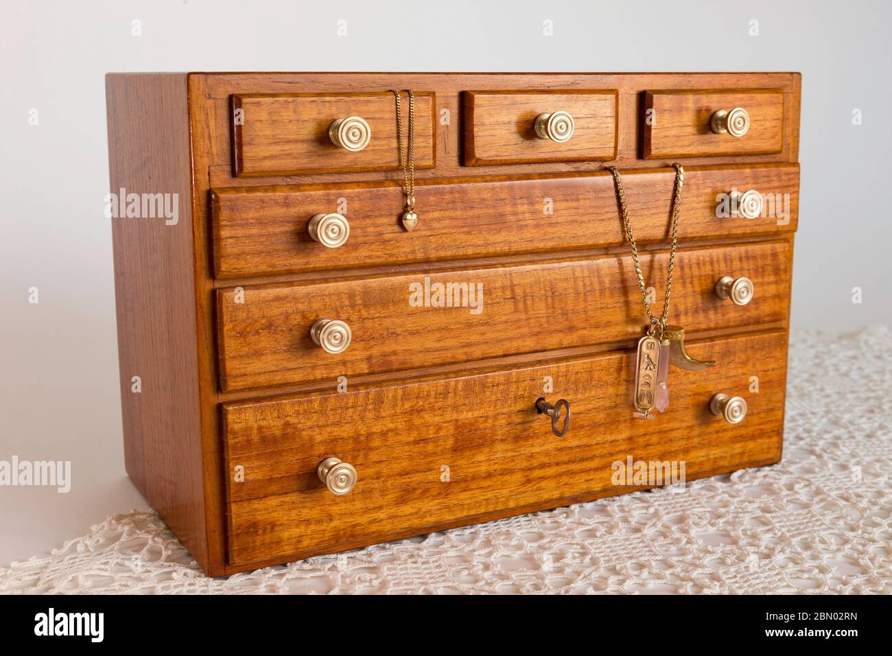 One of a kind handmade wooden jewelry box USA Stock Photo Alamy