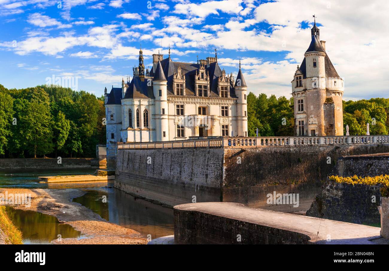 elegant Chenonceau castle - beautiful castles of Loire valley in France Stock Photo
