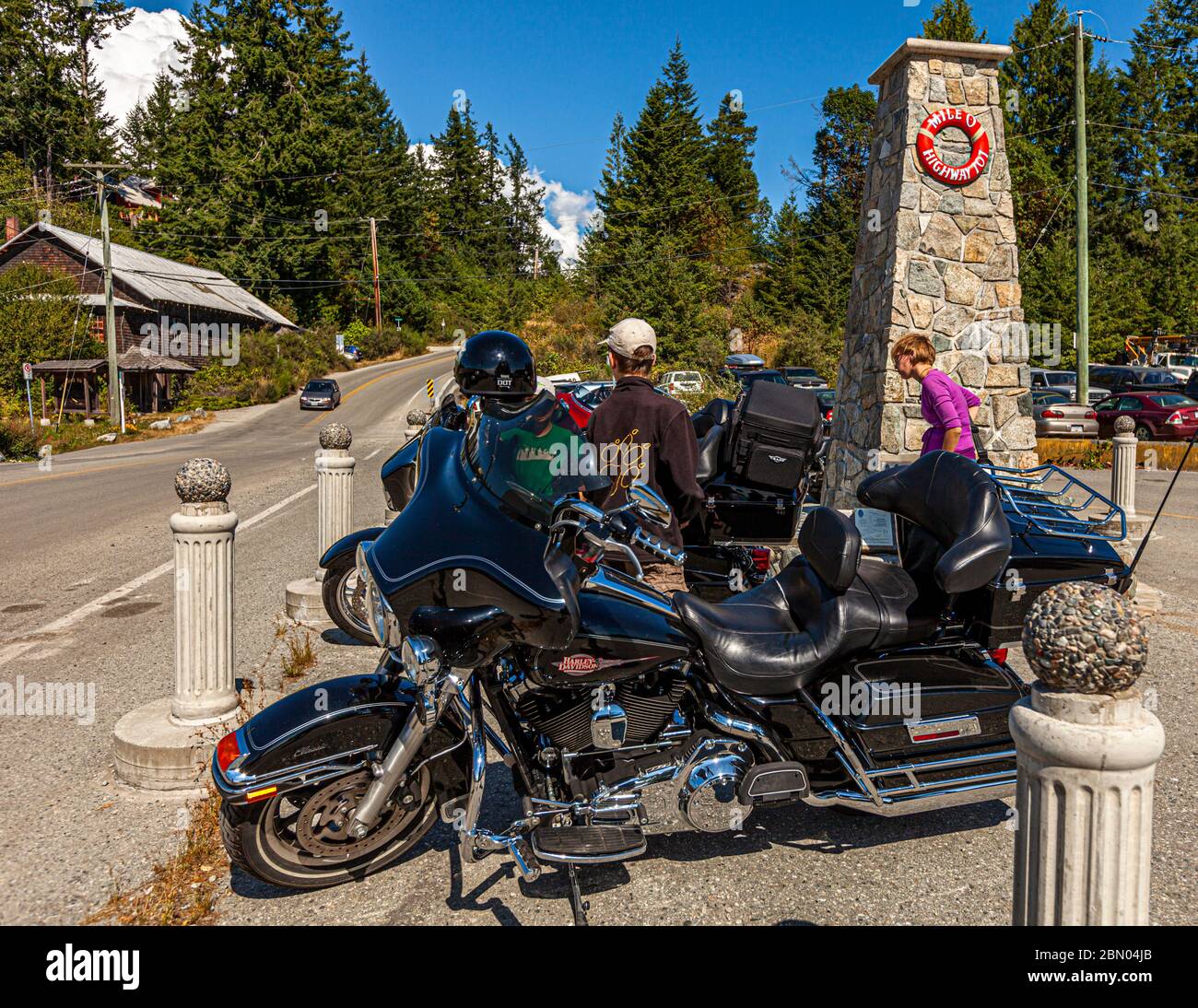 Mile 0 of Highway 101 in Lund, British Columbia, Canada Stock Photo