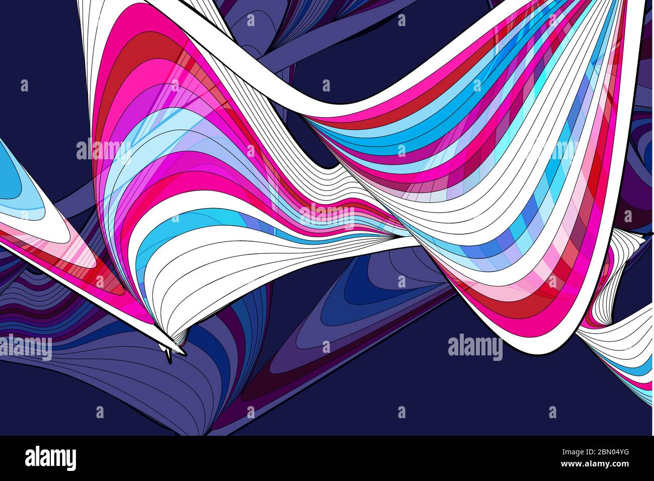Vector illustration with graphic linear waves and strokes Stock Vector ...