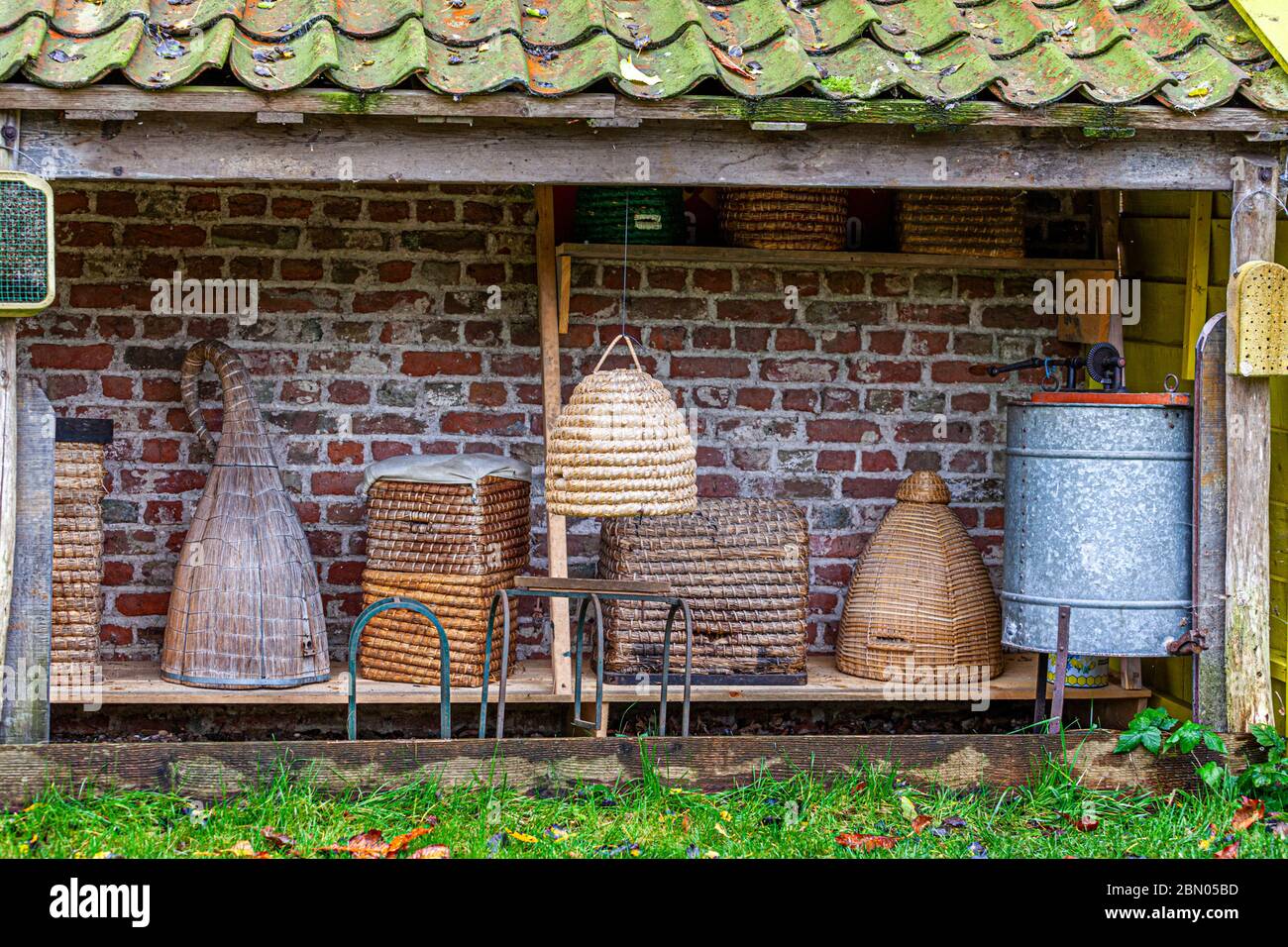 Traditional Beekeeper Equipment in Grijpskerke, Netherlands Stock Photo