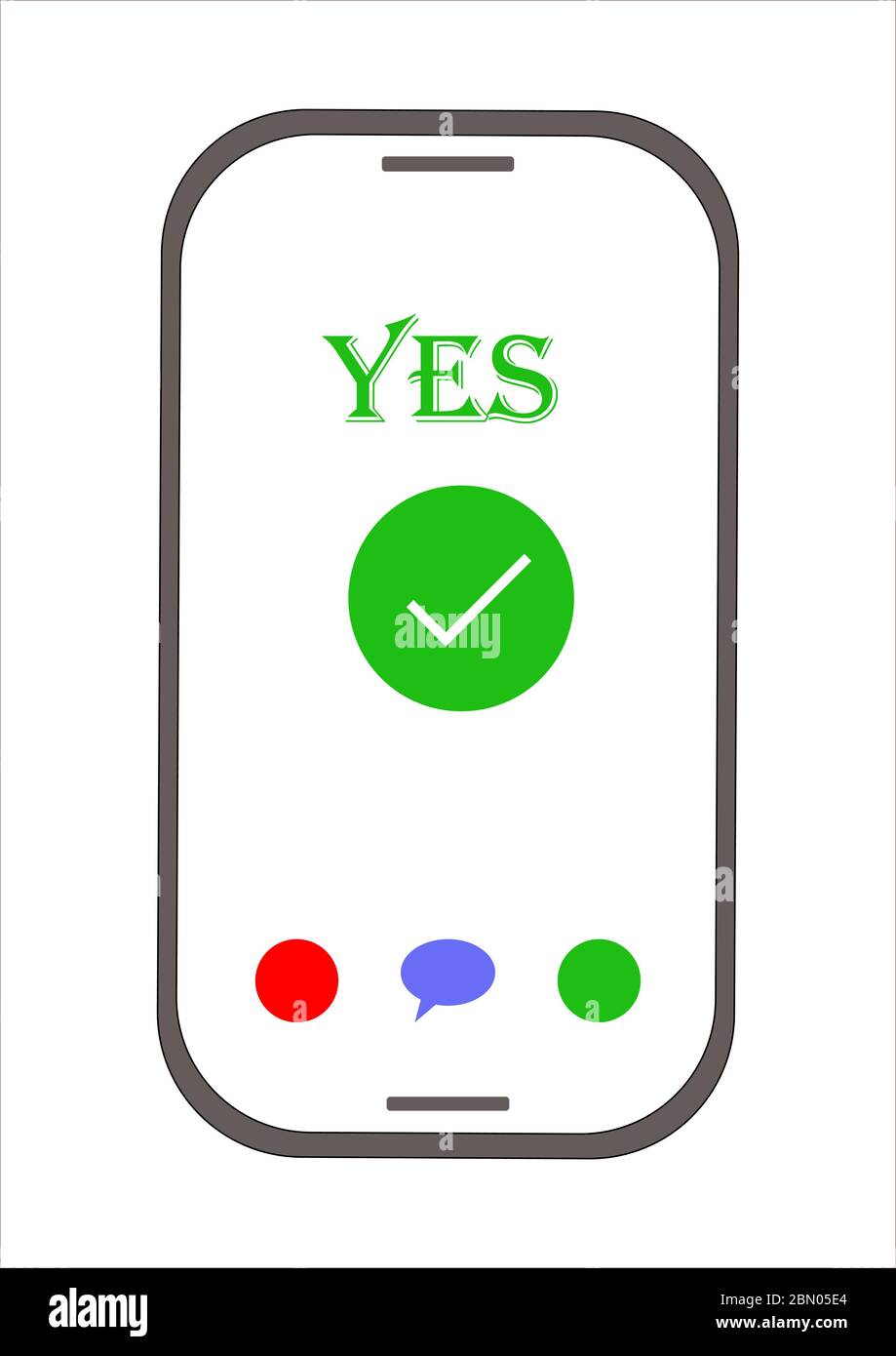 Touch buttons confirm the action on the smartphone. Stock Vector