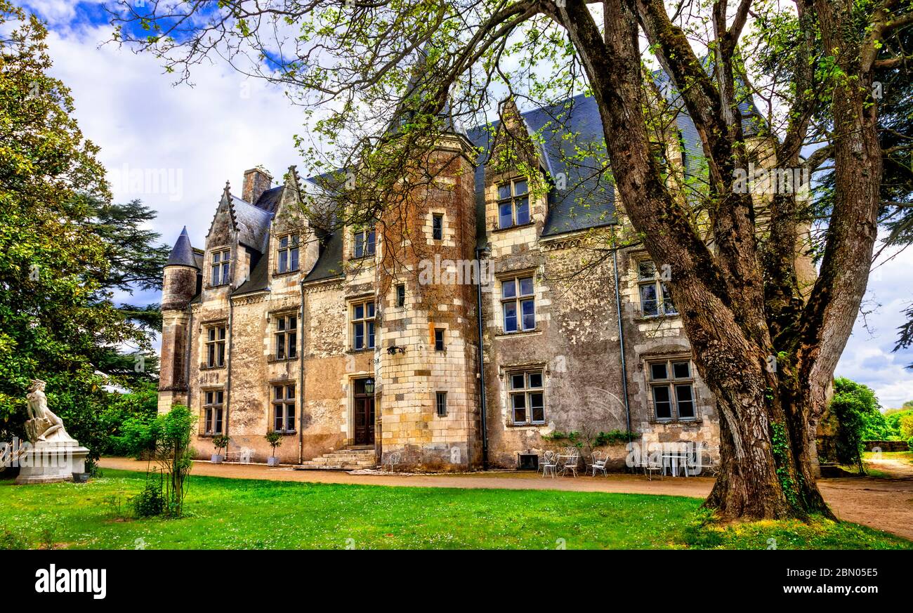 France tourism and travel. Beautiful castles  of Loire valley - elegant chateau de Montresor . Stock Photo