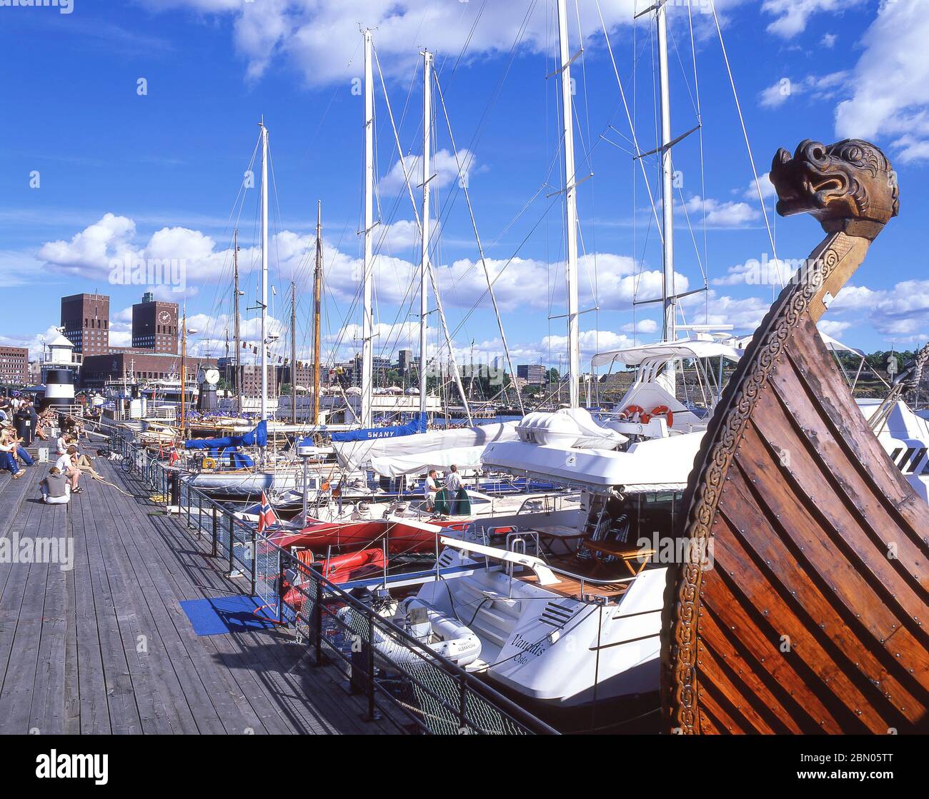 Harbour promenade, Aker Byrgge, Centrum, Oslo, Kingdom of Norway Stock Photo