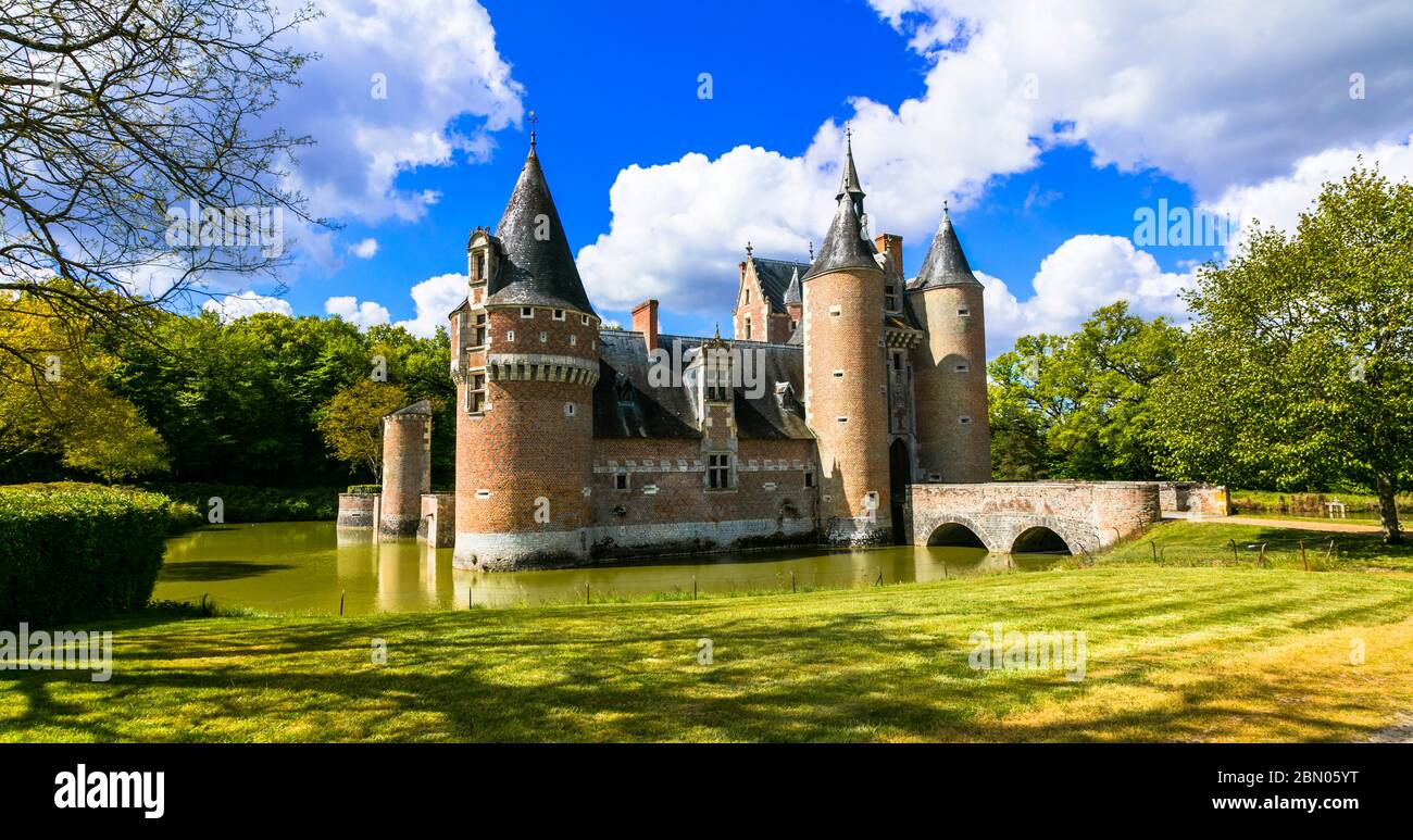 Romantic medieval castles of Loire valley. France. Chateau du Moulin Stock Photo