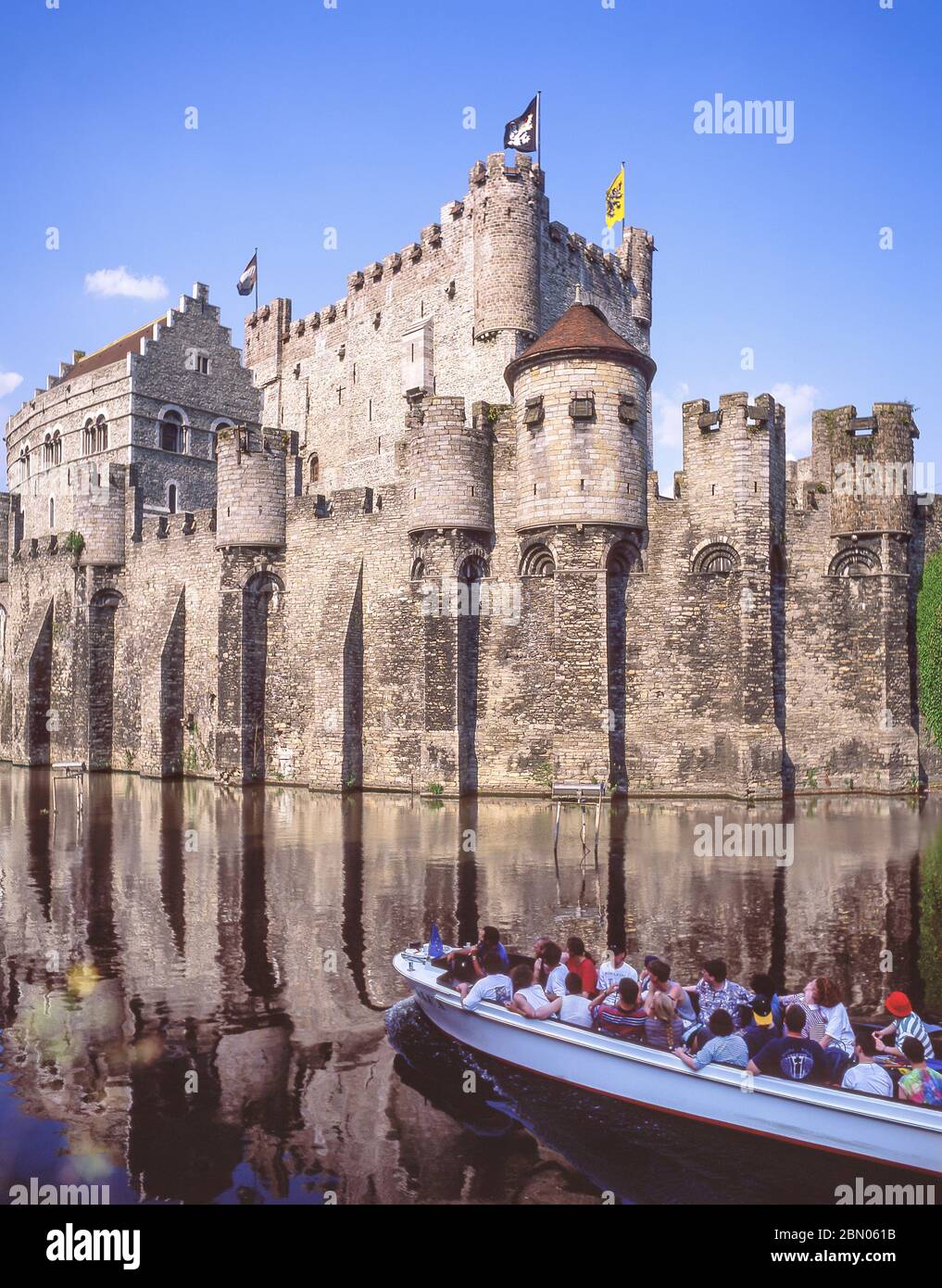 The medieval Gravensteen Castle, Ghent (Gent), East Flanders Province, Kingdom of Belgium Stock Photo