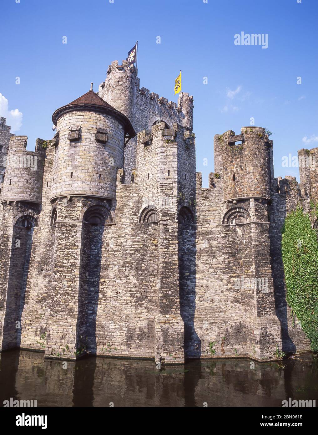 The medieval Gravensteen Castle, Ghent (Gent), East Flanders Province, Kingdom of Belgium Stock Photo