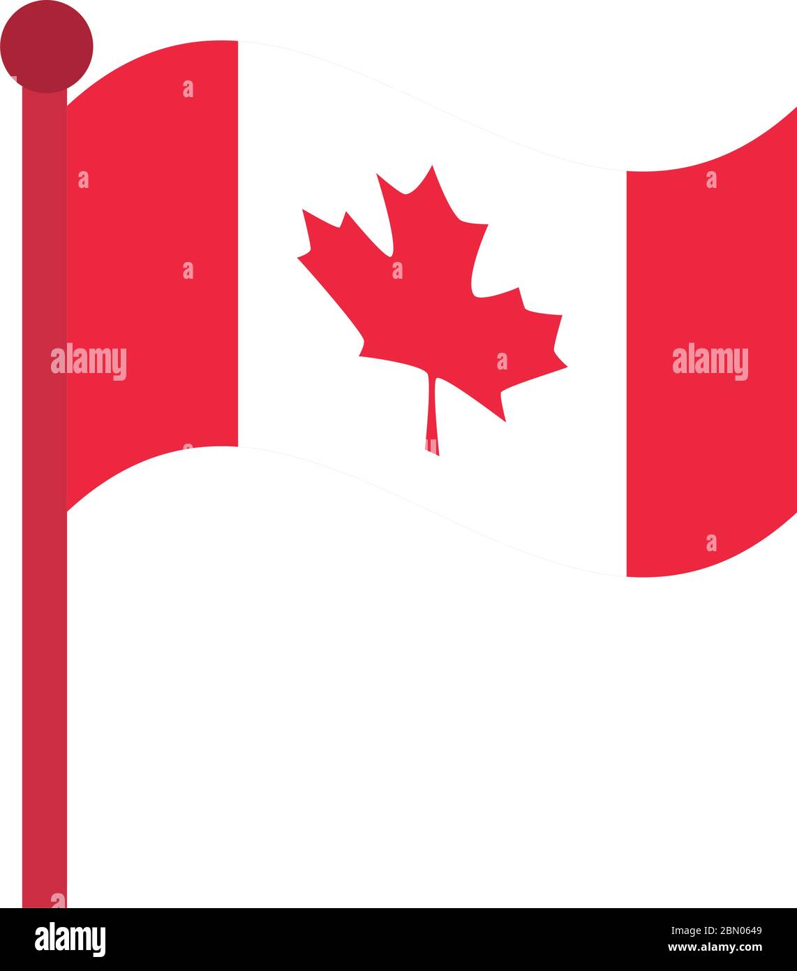 canada day, canadian flag in pole patriotic symbol vector illustration flat style icon Stock Vector