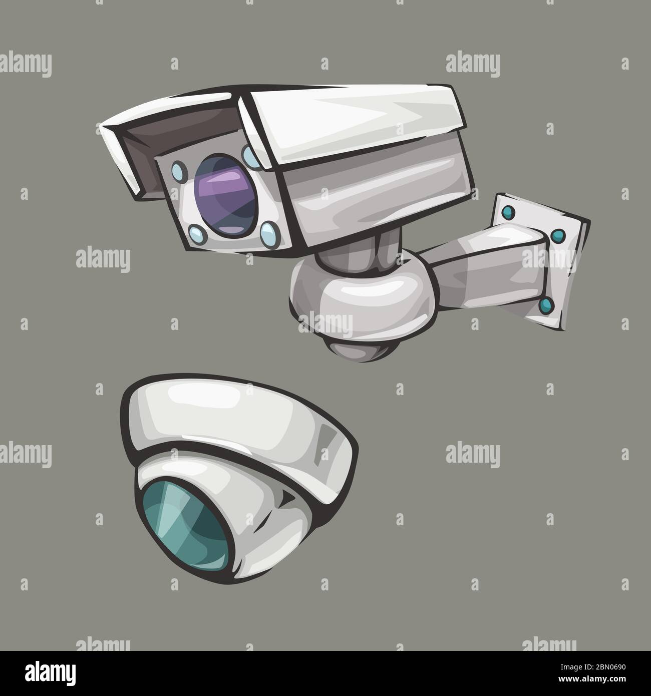 Illustration cartoon cctv security camera hi-res stock photography and
