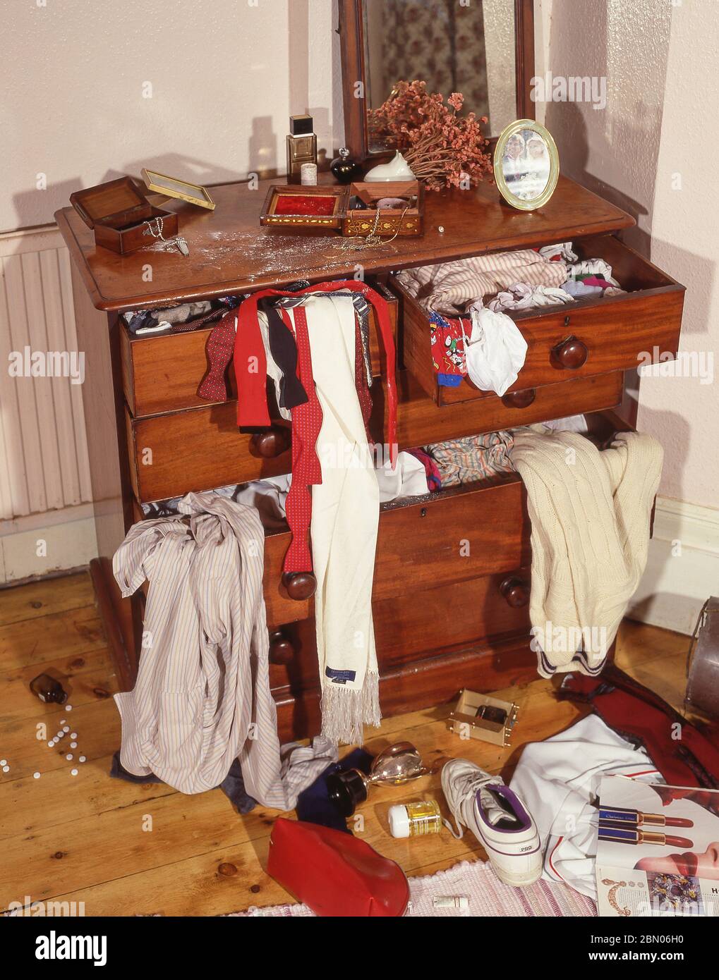 Bedroom trashed after house burglary, Highgate, London Borough of Haringey, Greater London, England, United Kingdom Stock Photo