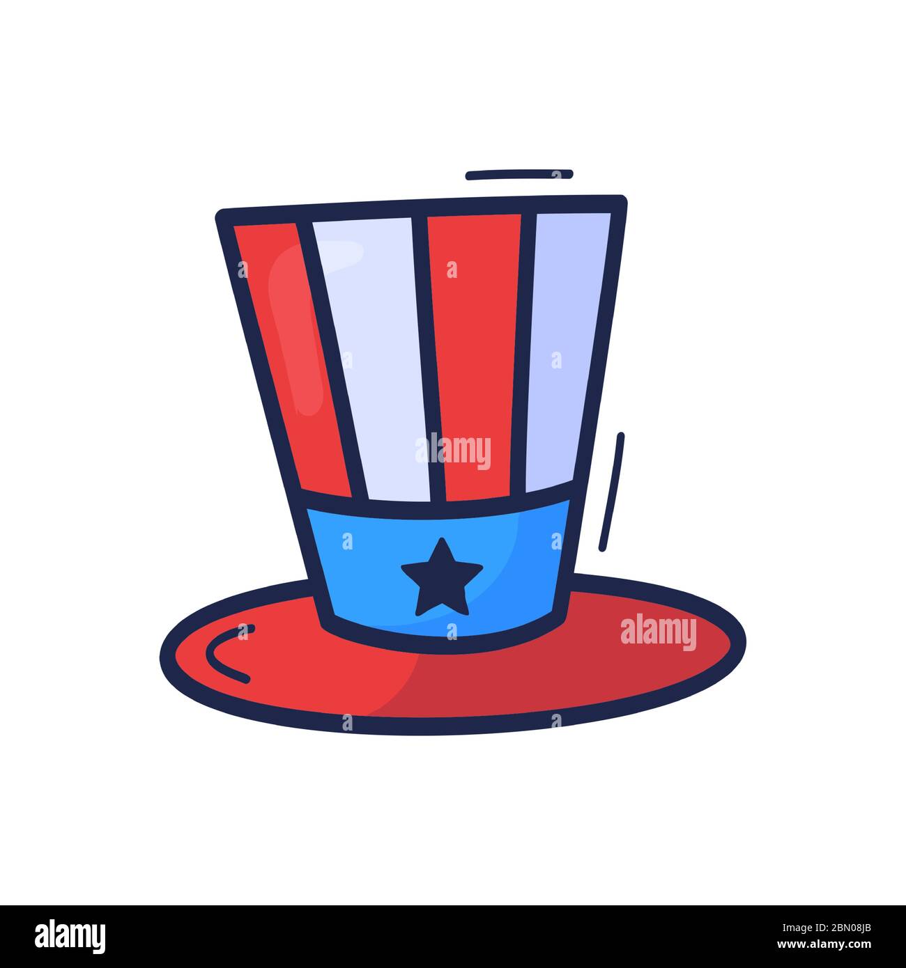 Patriotic American Top Hat icon drawn 