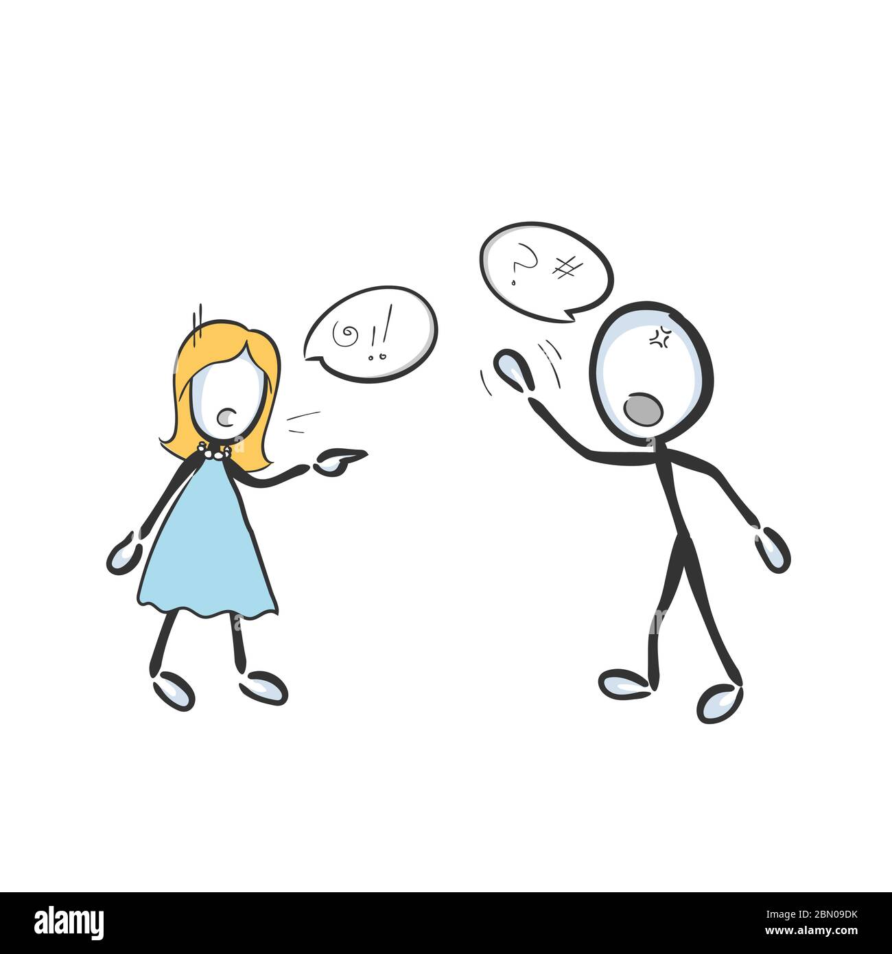 Husband and wife fight shout and argue. Parental conflict and divorce.  Domestic violence. Hand drawn. Stickman cartoon. Doodle sketch, Vector  graphic Stock Vector Image & Art - Alamy