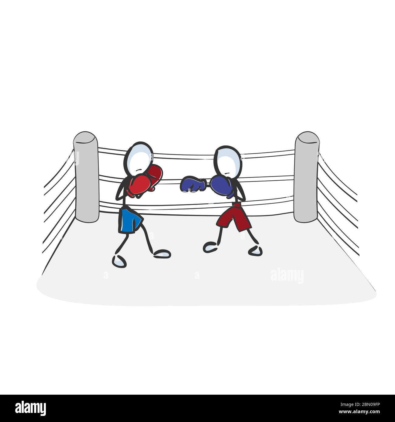 Boxing championship. Combat sports. Fight on the ring. Hand drawn. Stickman  cartoon. Doodle sketch, Vector graphic illustration Stock Vector Image &  Art - Alamy