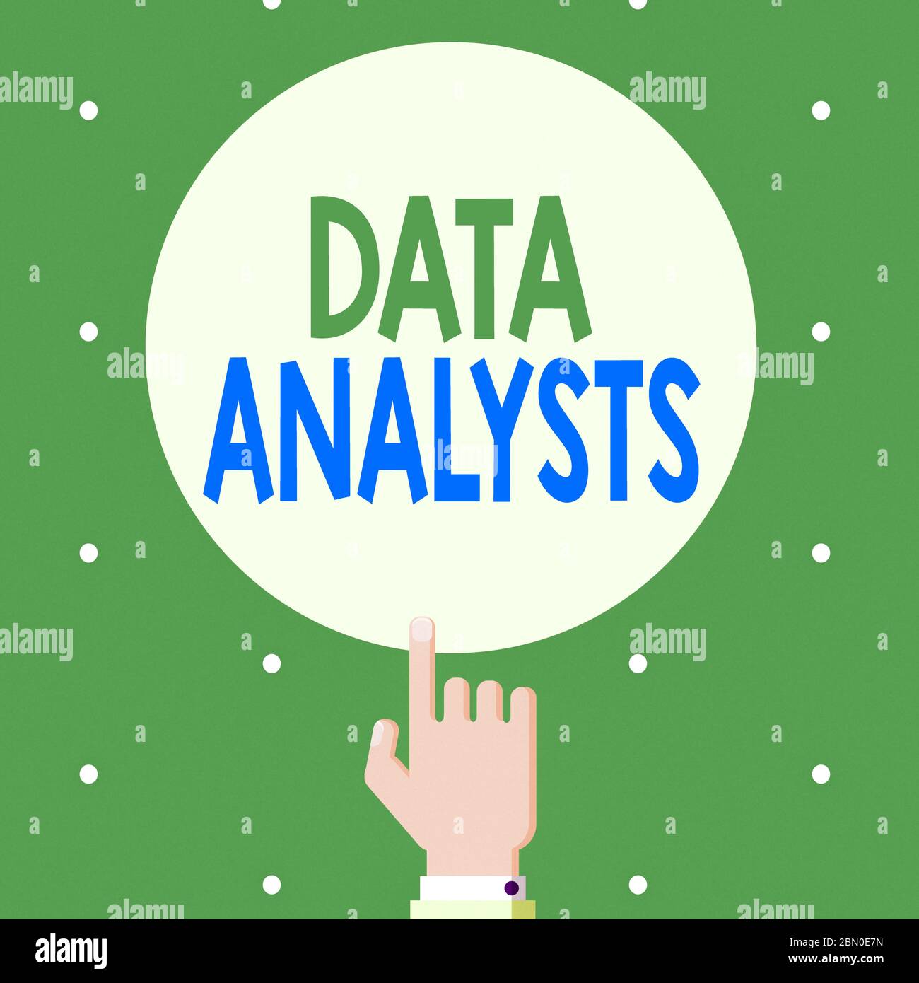 Text sign showing Data Analysts. Business photo showcasing Programmer Design and Create Report Identifies patterns Male Hu analysis Hand Pointing up I Stock Photo