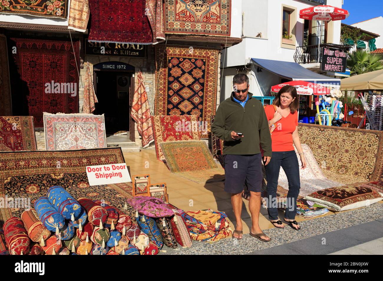 Carpet store in Old Town,Marmaris,Turkey,Mediterranean Stock Photo