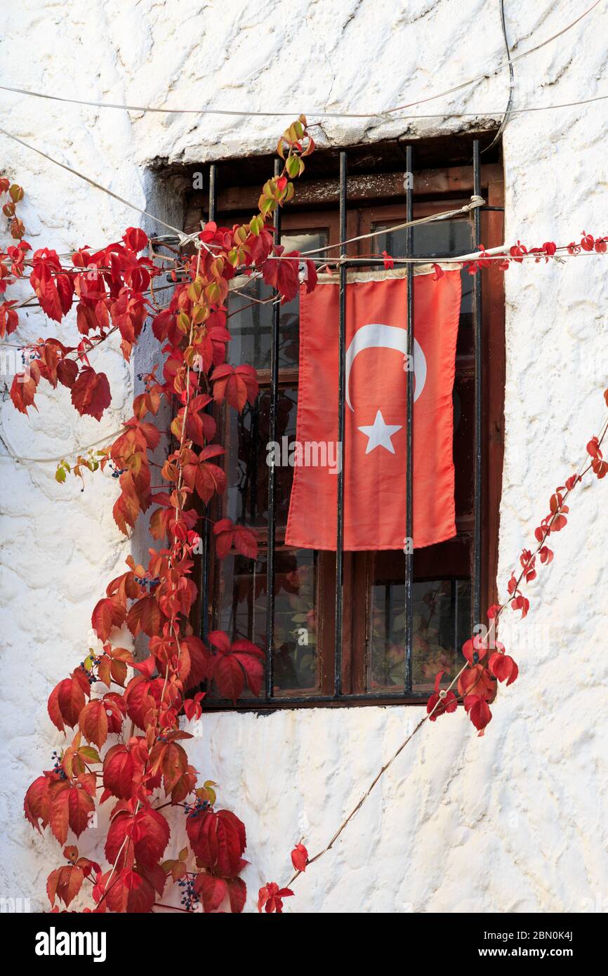 Turkish flag in Old Town,Marmaris,Turkey,Mediterranean Stock Photo