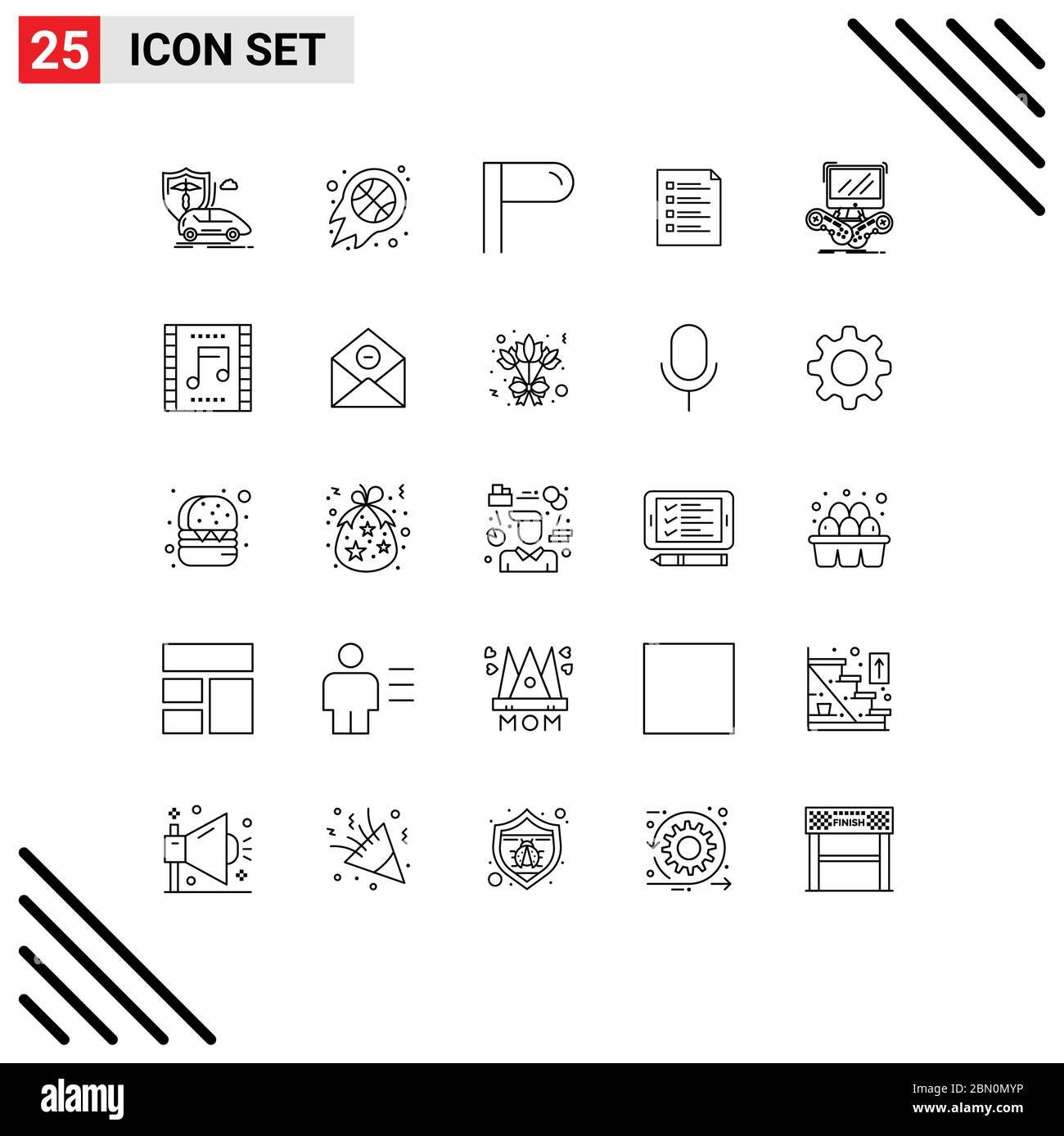 Universal Icon Symbols Group of 25 Modern Lines of task, list, nba ...