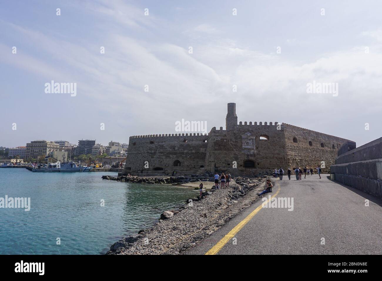 Heraklion, Crete, Greece: Tourists explore the Castello a Mare (Koùles) Fortress, built by the Republic of Venice in the 16th Century. Stock Photo