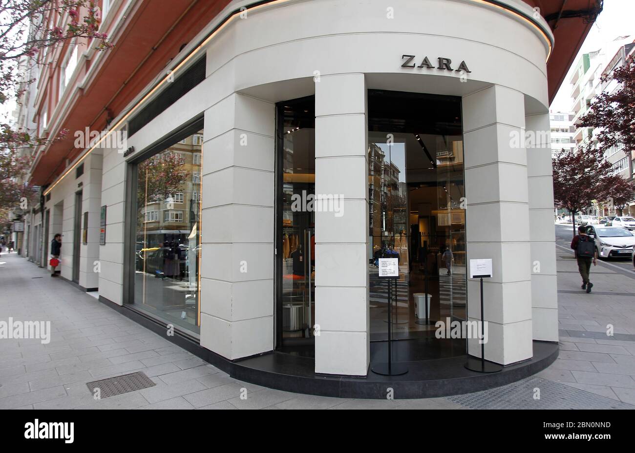 Coruña-Spain.The first store opened by the 'Inditex' group, under the name ' Zara', in the center of Coruña, reopened today after being closed due to t  Stock Photo - Alamy