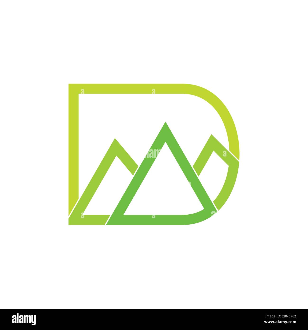 letter d green mountain gradient logo vector Stock Vector