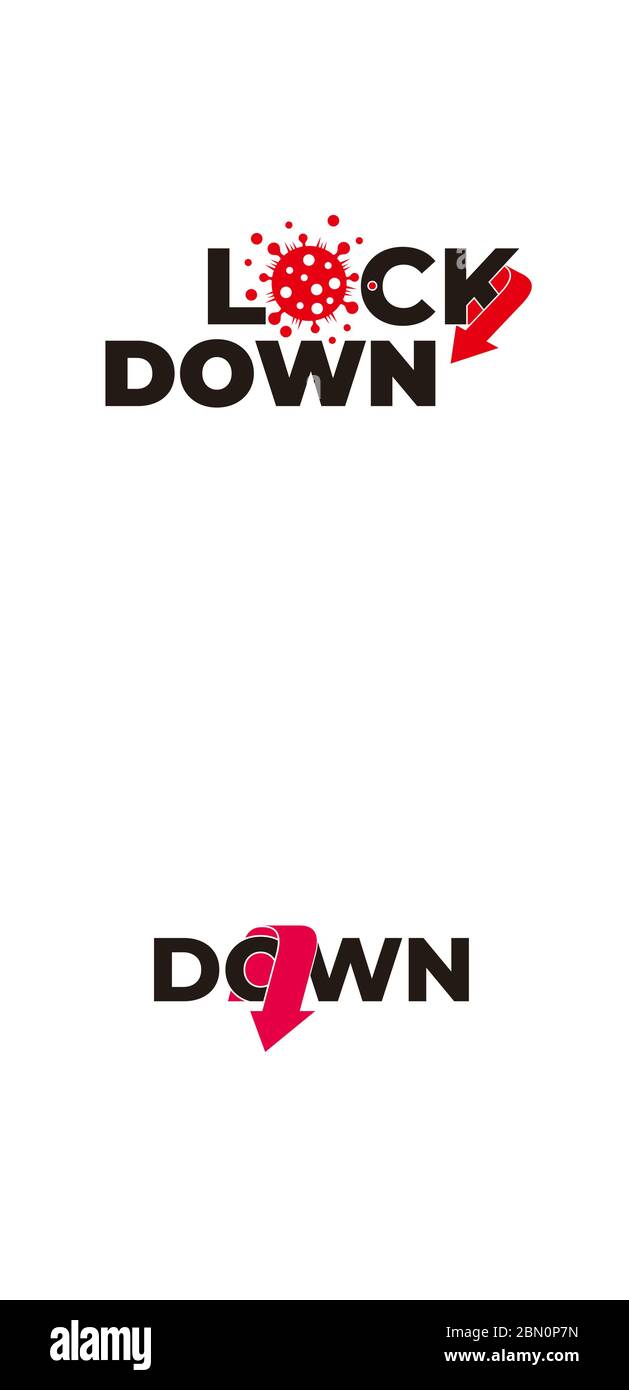 text lock down against virus arrow typography symbol vector Stock Vector