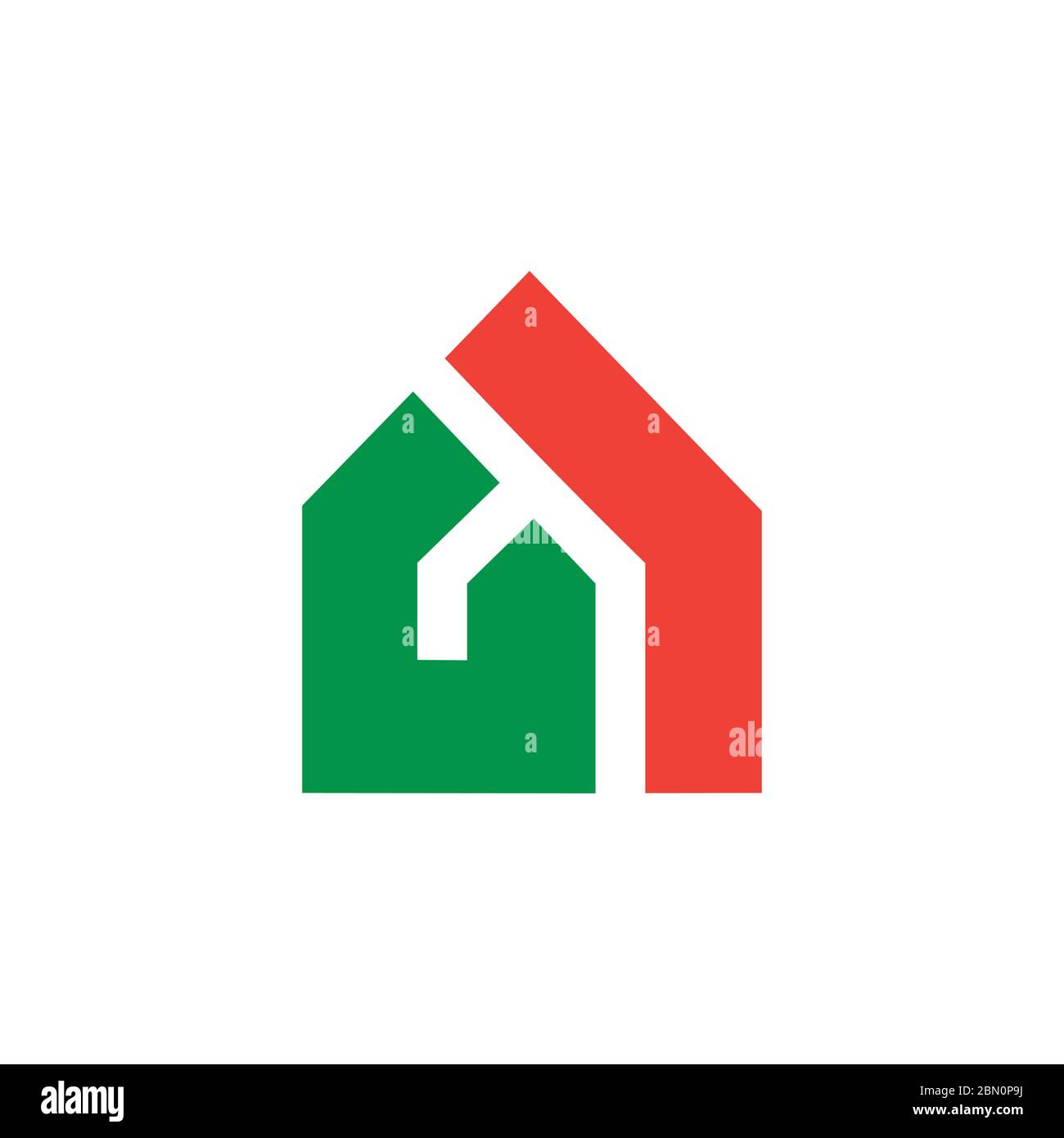 abstract letter uj home shape geometric logo vector Stock Vector