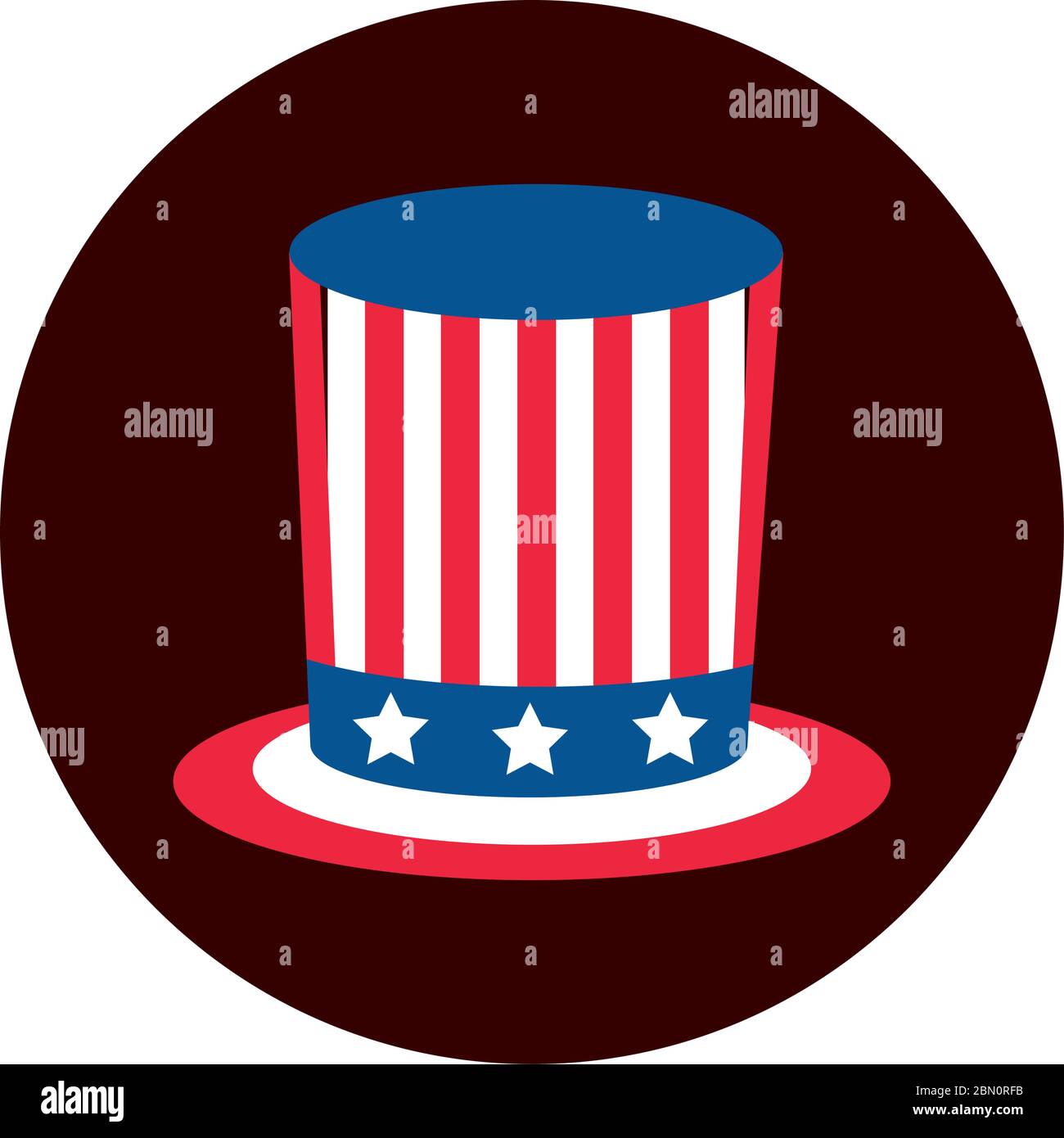 4th of july independence day, top hat with american flag vector illustration block and flat 