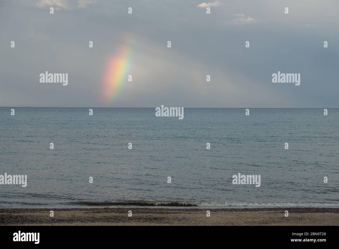A rainbow over the North Sea near Hemsby  Norfolk England UK Stock Photo