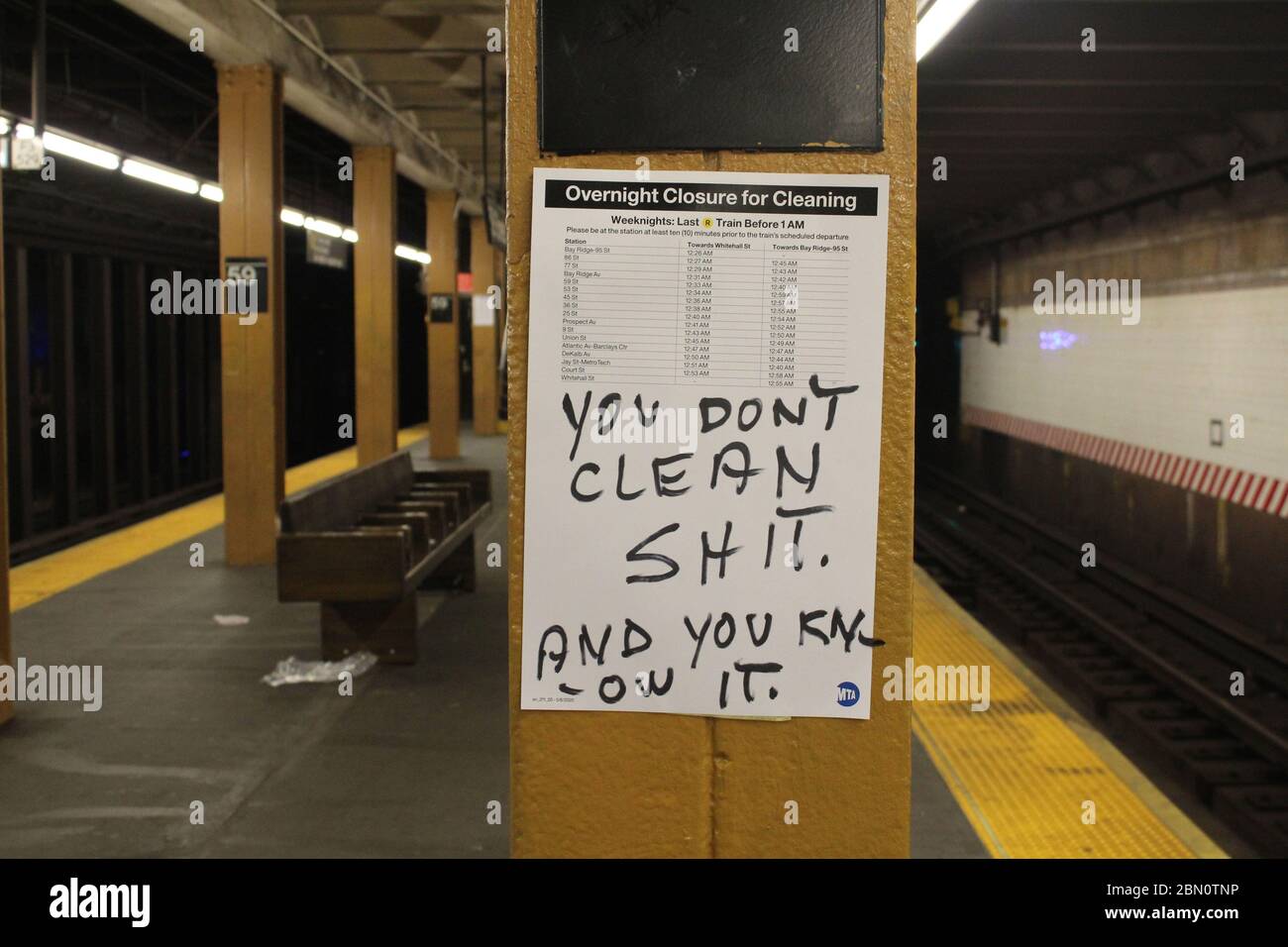 New York, New York, USA. 10th May, 2020. This sign denouncing