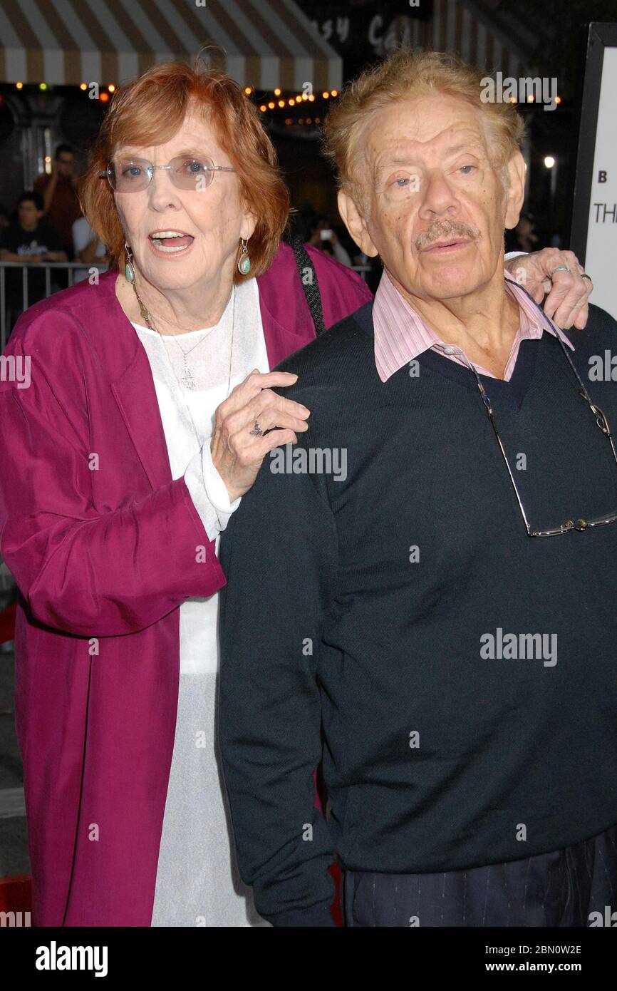 FILE: 12th May 2020. Photo taken: 11 May 2020 - Comedy veteran Jerry Stiller has died at the age of 92. Jerry Stiller was known for his role as Frank Costanza in the show "Seinfeld" and later, as Arthur Spooner in the sitcom, "The King of Queens." Stiller had lost his wife, Anne Meara, in 2015. File photo:27 September 2007 - Westwood, California - Jerry Stiller (right) and Anne Meara. "The Heartbreak Kid" Los Angeles Premiere at Mann's Village Theatre. Photo Credit: Byron Purvis/AdMedia /MediaPunch Credit: MediaPunch Inc/Alamy Live News Stock Photo