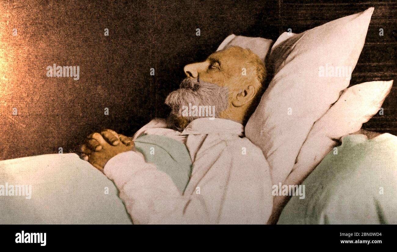 Jules Verne on his deathbed, 1905 Stock Photo