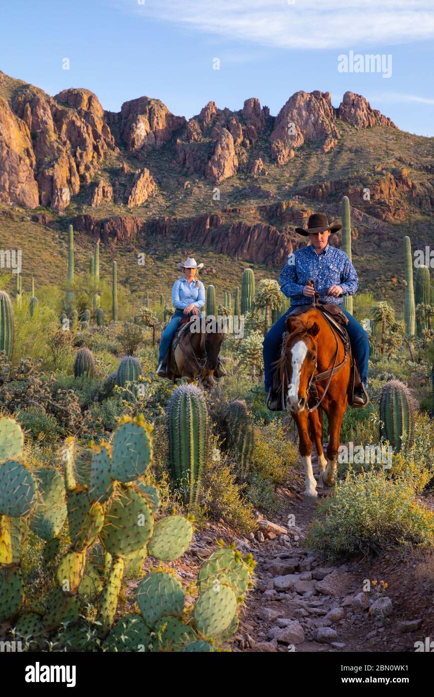 Horseback riding, White Stallion Ranch, Tucson, Arizona. Stock Photo