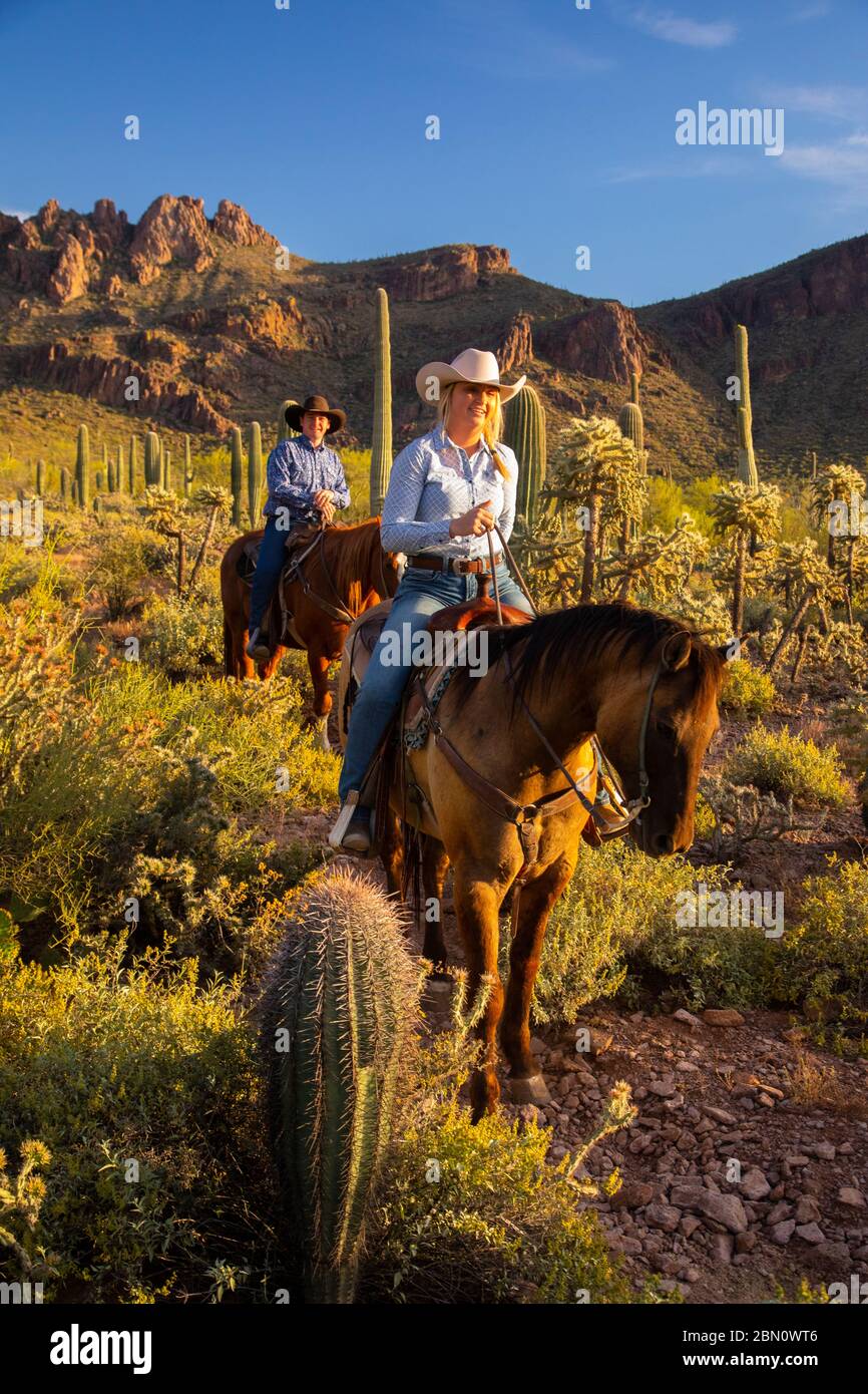 Horseback riding, White Stallion Ranch, Tucson, Arizona. Stock Photo
