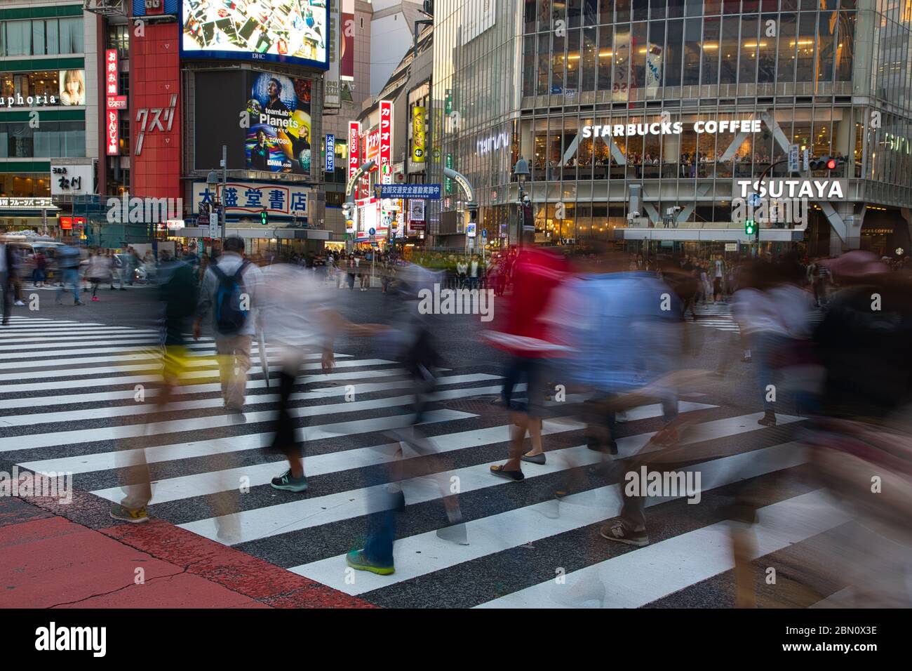 TOKYO/JAPAN - 30th July, 2019 : Shibuya Scramble is known for its busiest crossroads in the world and is the leader of most people’s must-see list in Stock Photo
