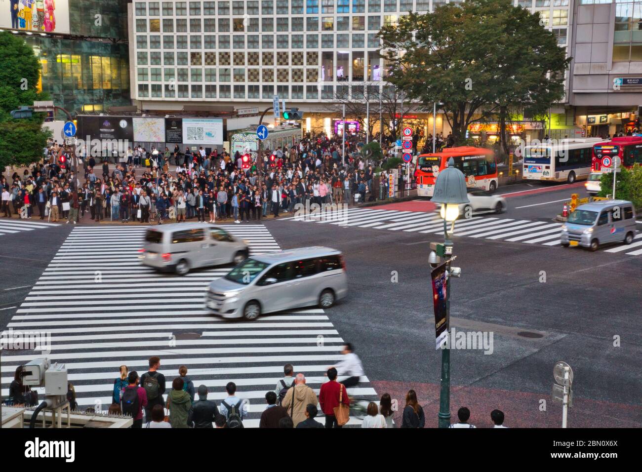 TOKYO/JAPAN - 30th July, 2019 : Shibuya Scramble is known for its busiest crossroads in the world and is the leader of most people’s must-see list in Stock Photo
