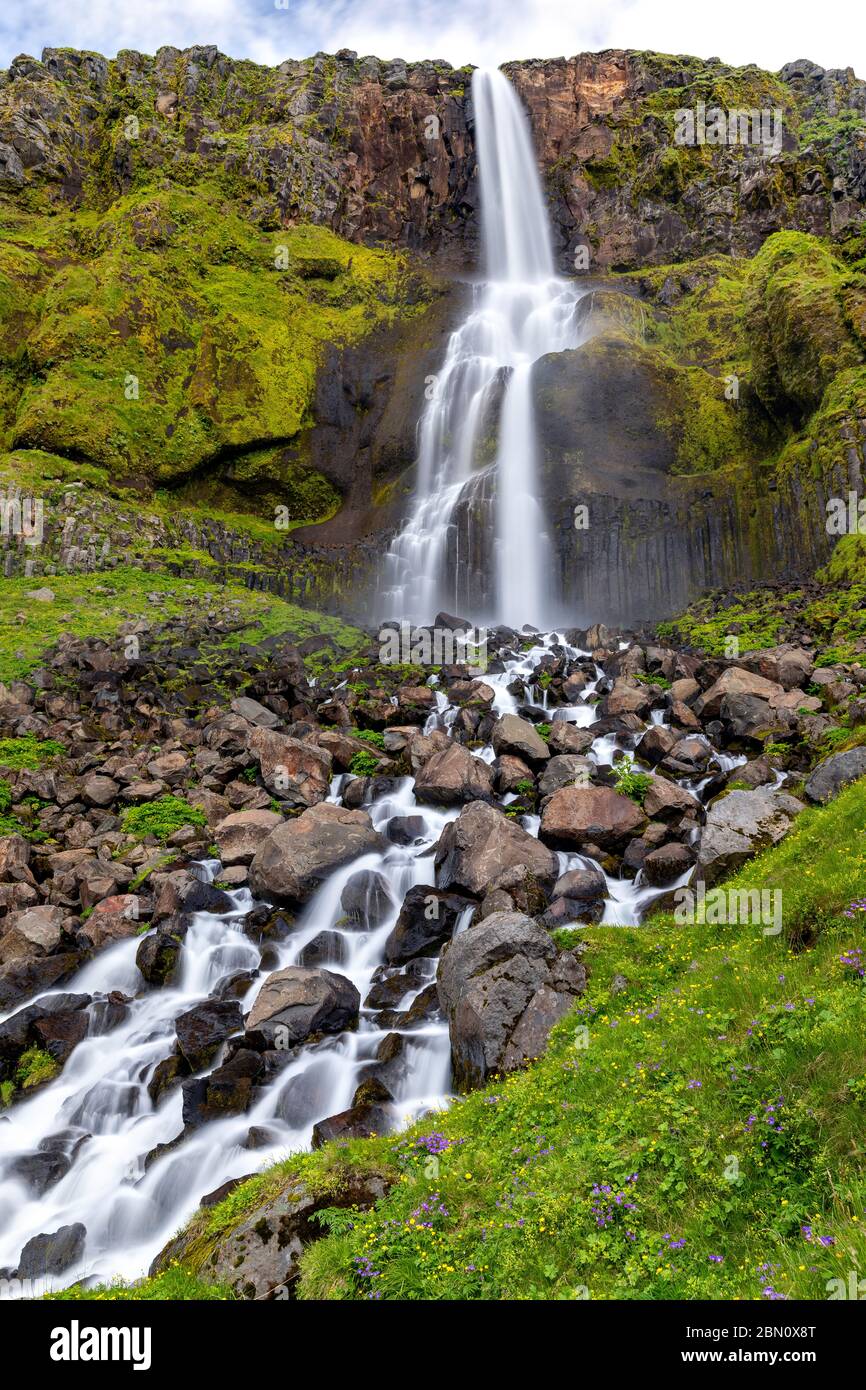 Bjarnafoss waterfall on Snæfellsnes peninsula in the west of Iceland Stock Photo