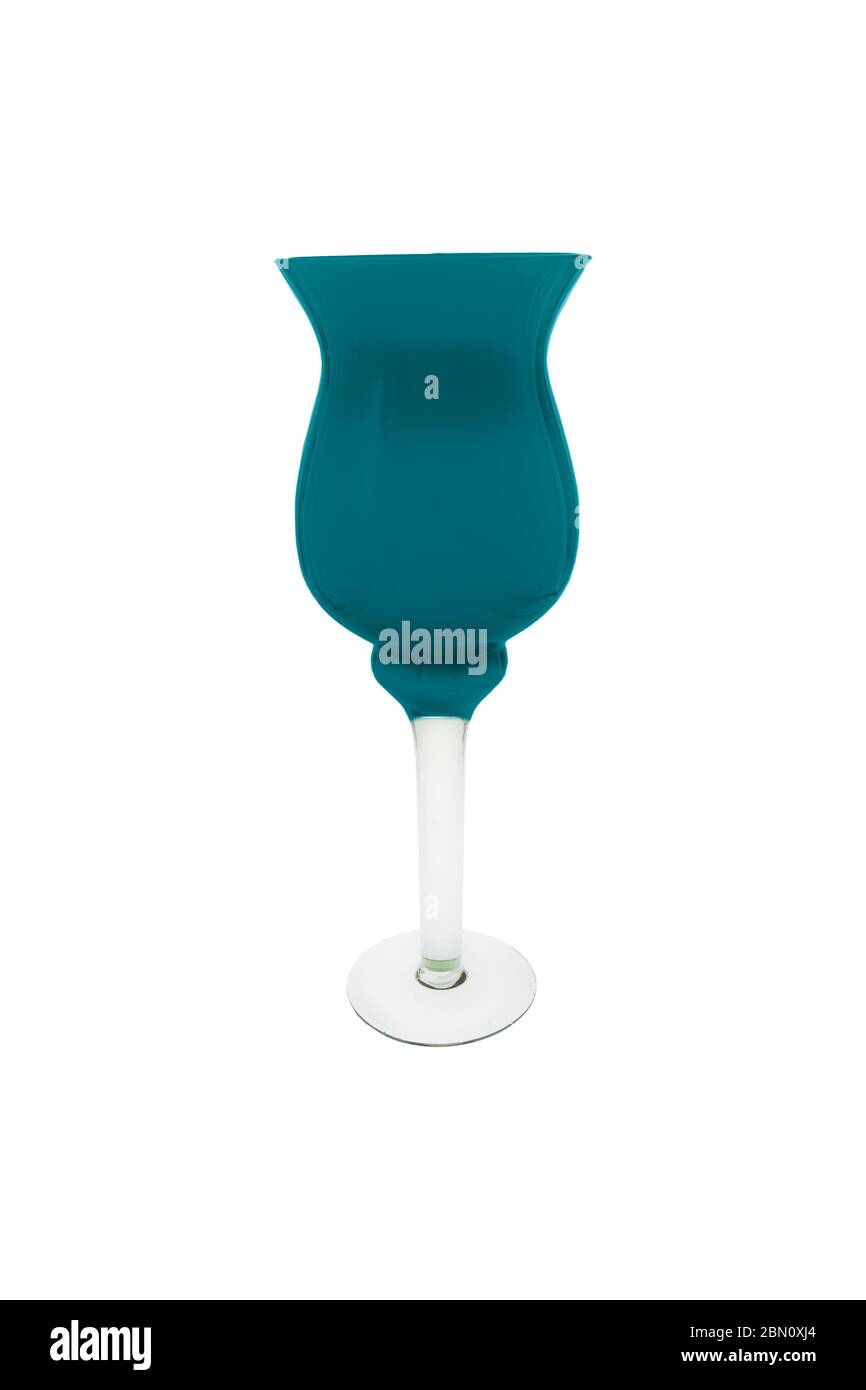 Elegant color glass vase isolated on a white background (glass, empty