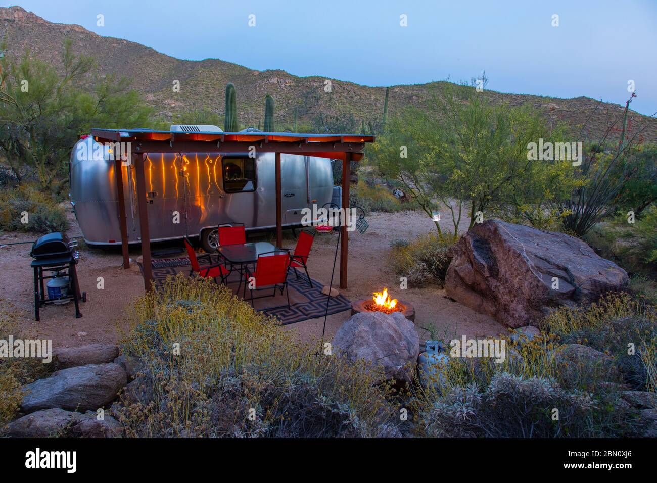 Airstream, Desert Photo Retreat, Arizona. Stock Photo