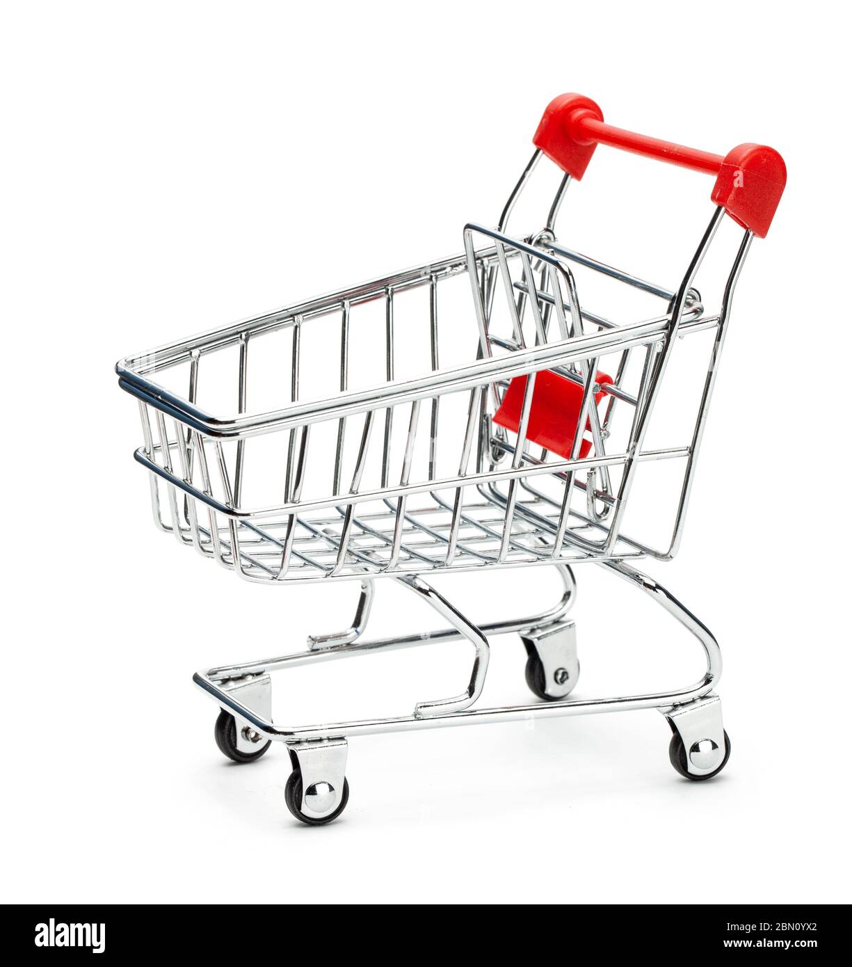 The shopping trolley is empty. Isolated on white background. Stock Photo