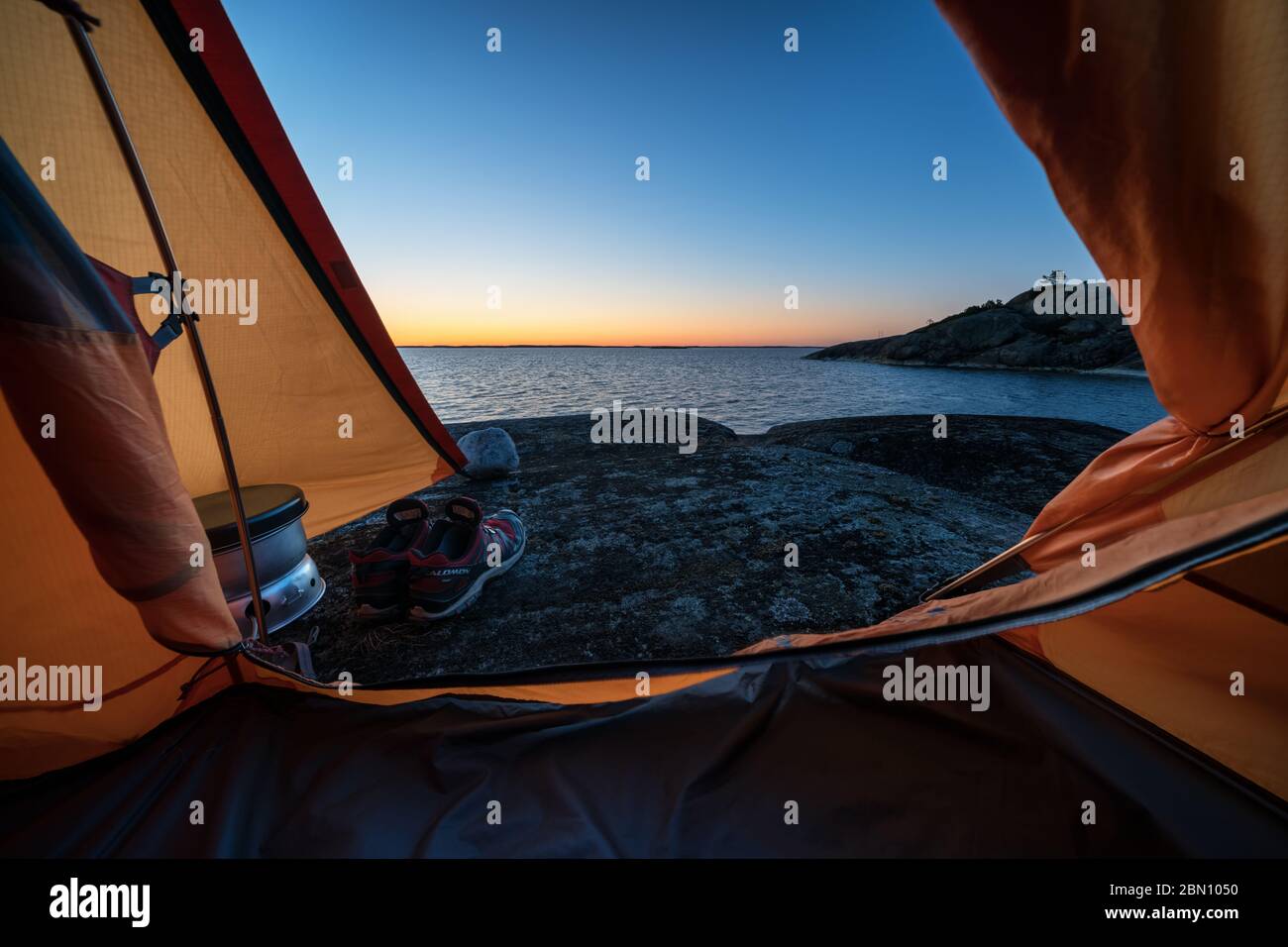 Camping at Ryssklobben island, Inkoo, Finland Stock Photo
