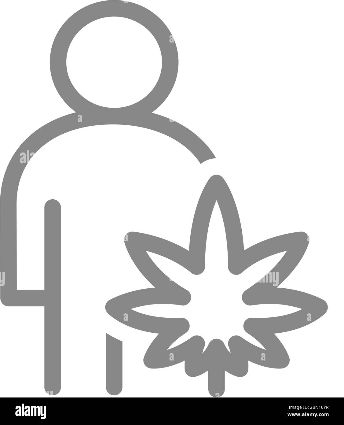 User profile with marijuana leaf line icon. Drug addiction, cannabis treatment symbol Stock Vector