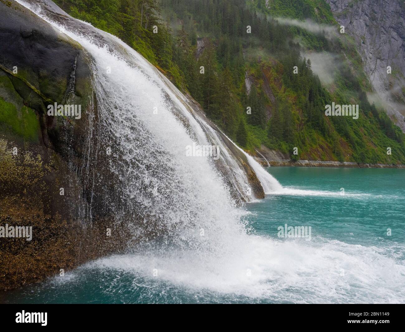 Waterfall in Tracy Arm.  Southeast, Alaska Stock Photo