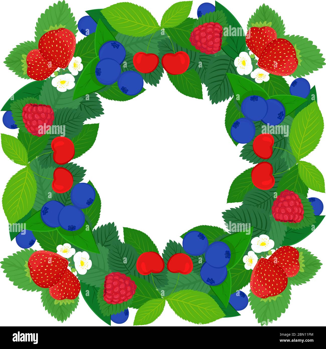 Frame design with strawberries, cherries, blueberries and raspberries