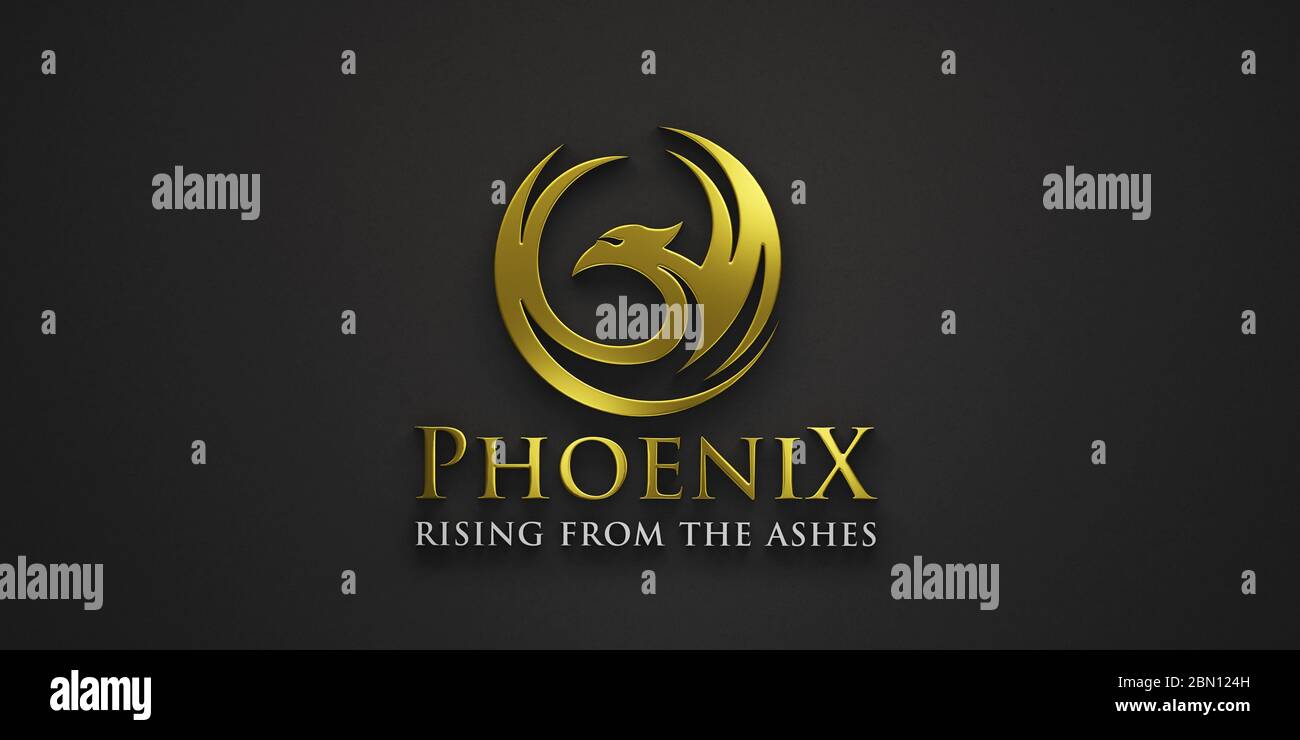 Phoenix Gold Bird Luxury Logo For Business 3d Rendering Illustration Isolated On Black Background Stock Photo Alamy