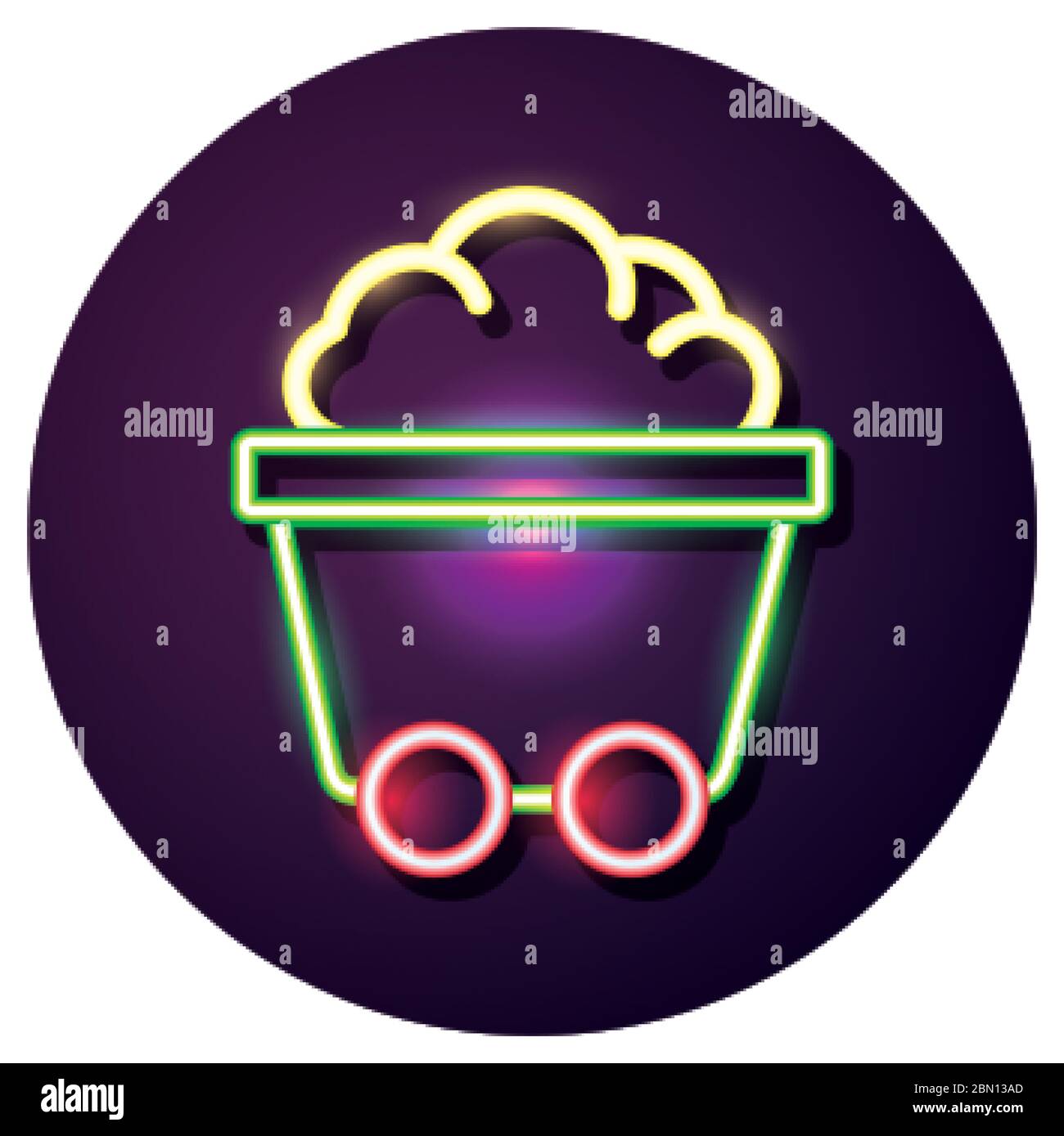 mine wagon neon style icon Stock Vector