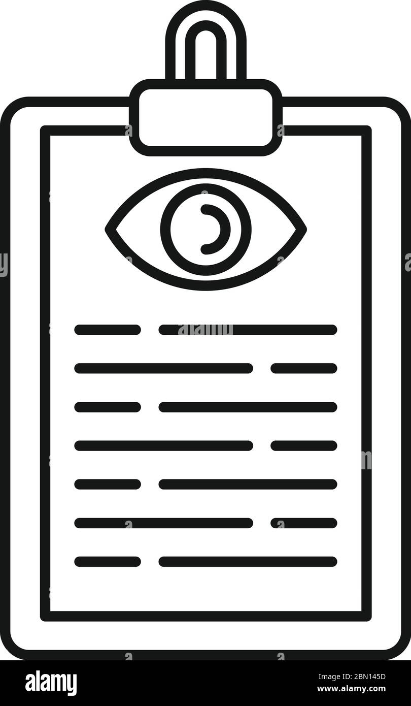 Eye examination card icon. Outline eye examination card vector icon for web design isolated on white background Stock Vector